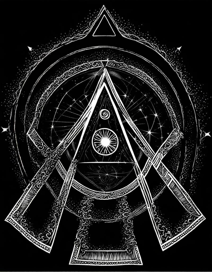 Awen from Druidry. The points form a triangle with 3 emanating rays ...