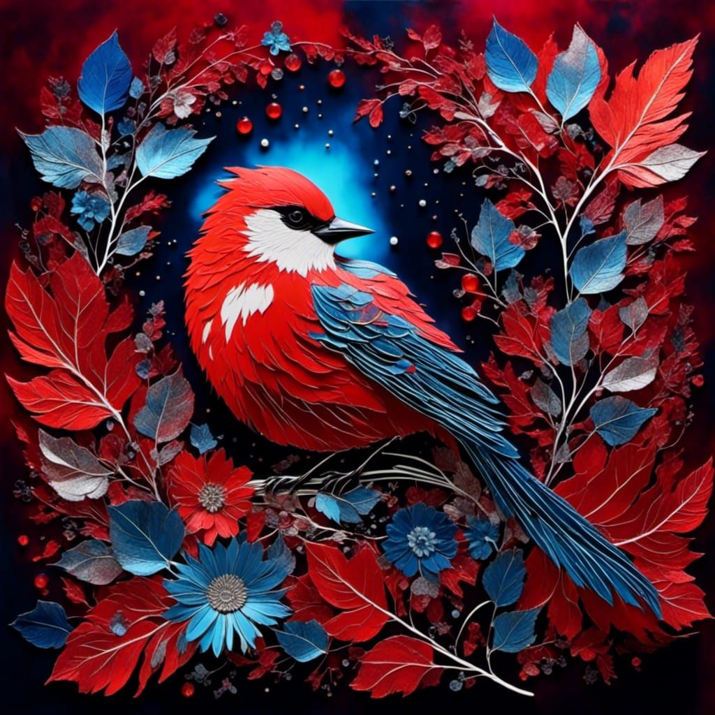 Photogram red bird by Mann Ray, Photogram flowers , blue bird, falling ...