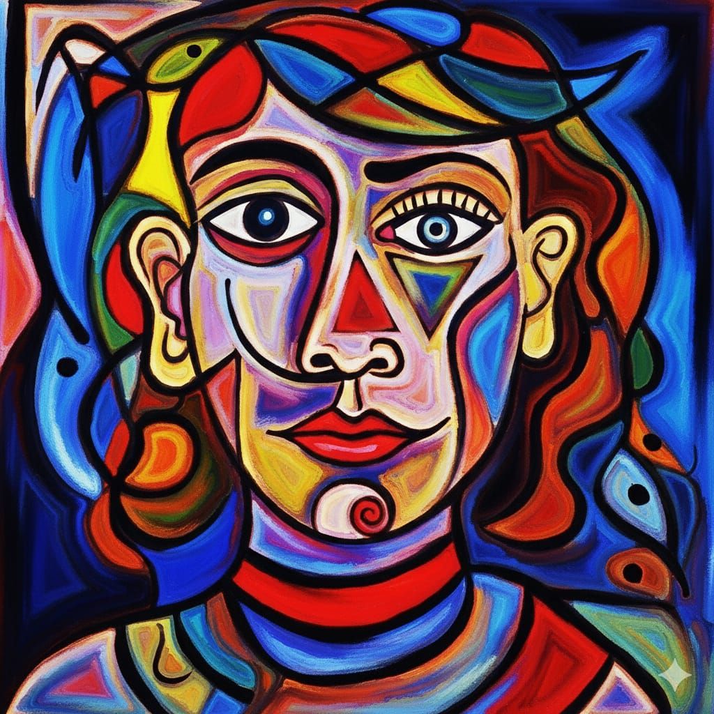 An abstract portrait of a human face