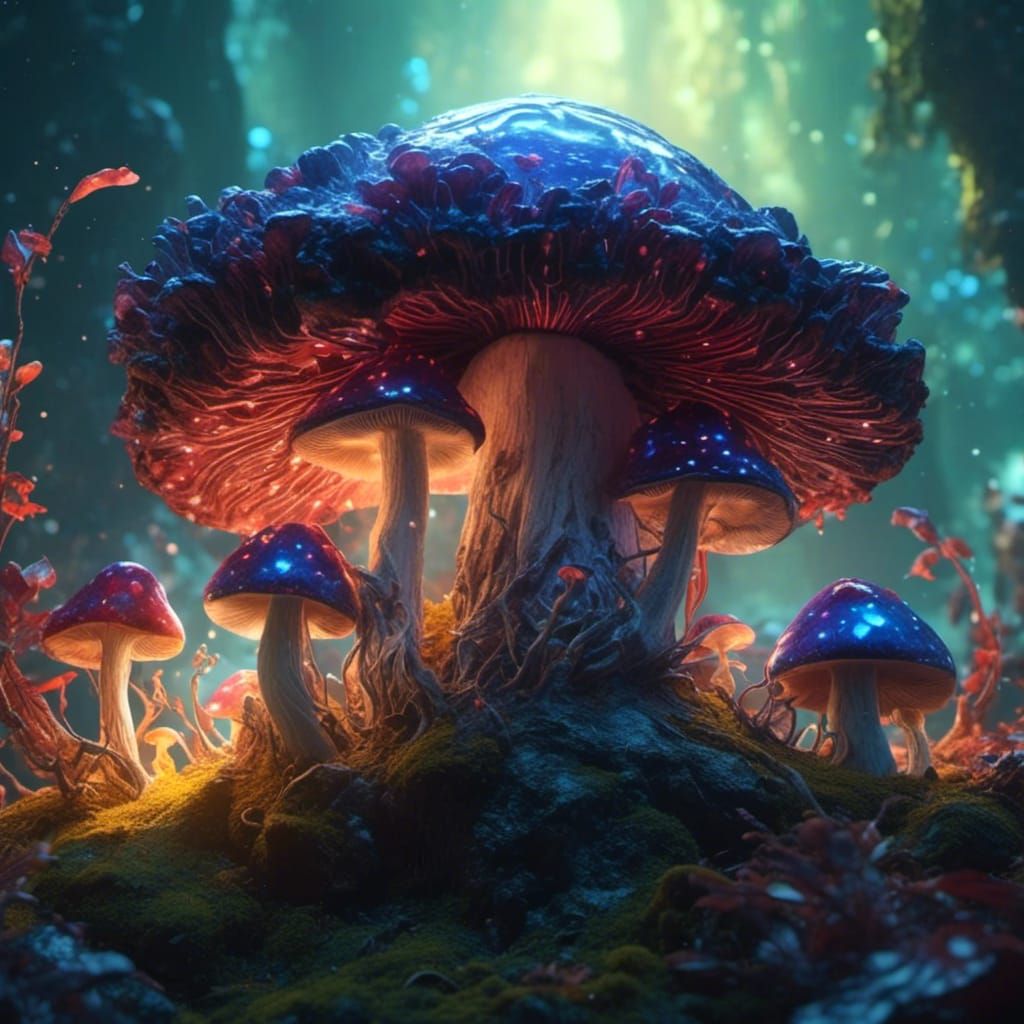 <lora:eye:1.0> luminous mushroom