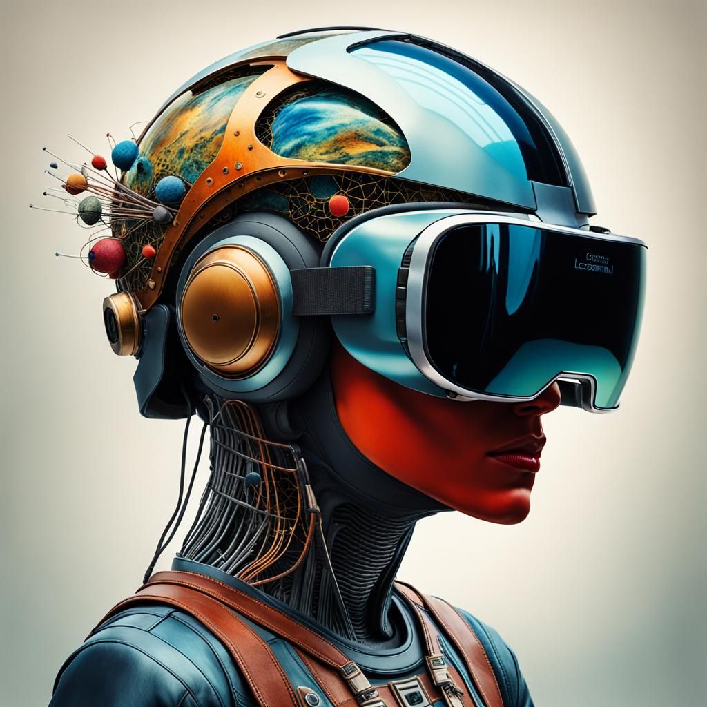 High resolution photography of A Futuristic VR helmet , Hype...