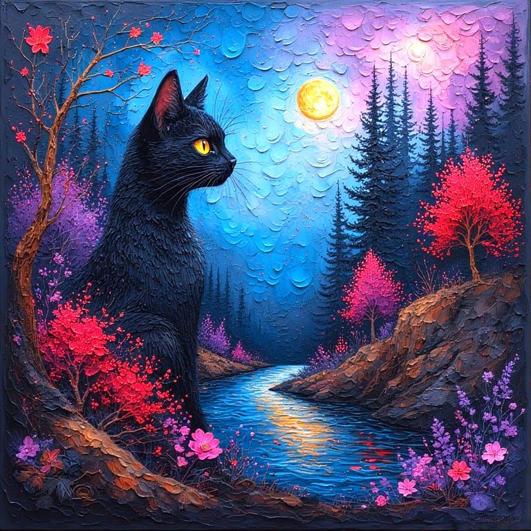 Black cat in countryside