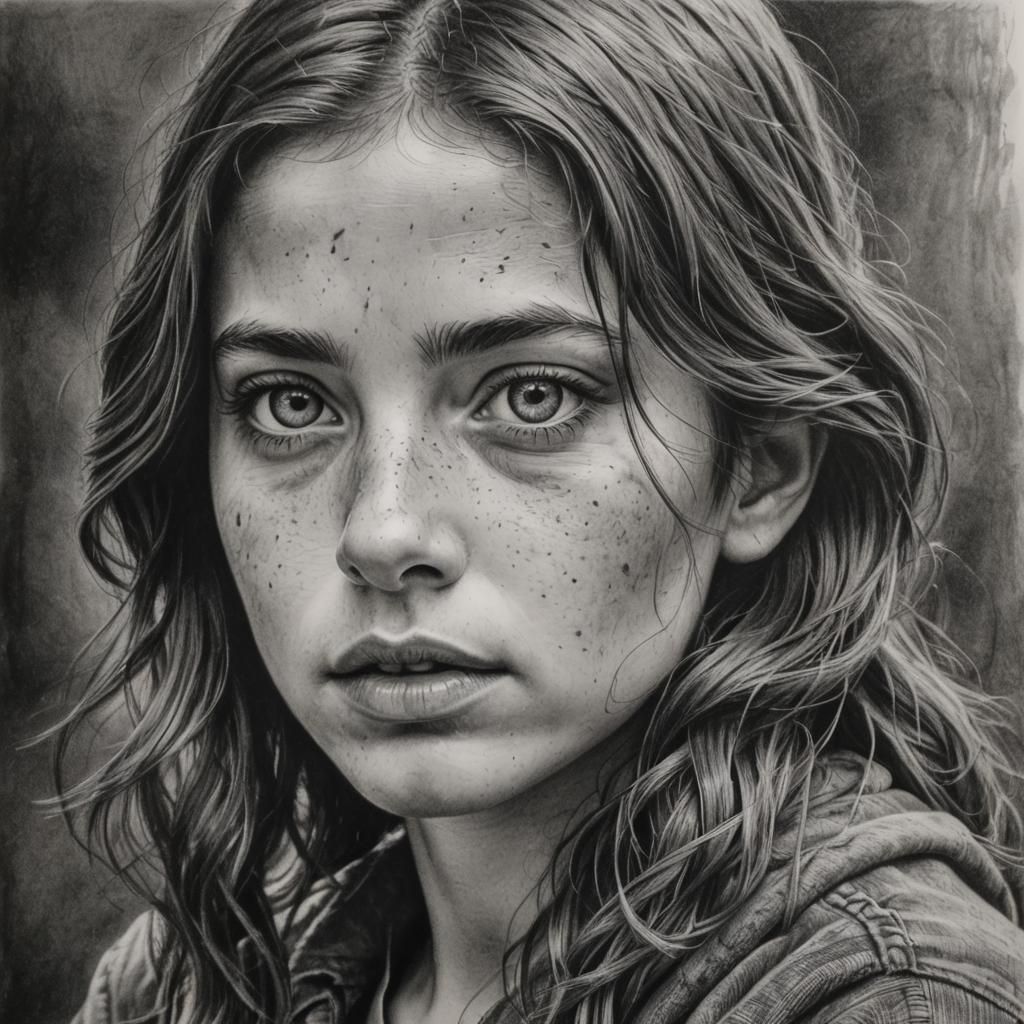 Hyperdetailed Charcoal Drawing of a Cute Baby