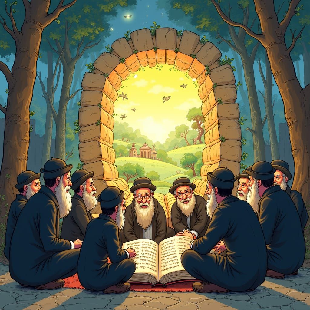Cartoon Yeshiva Students Discover a Portal