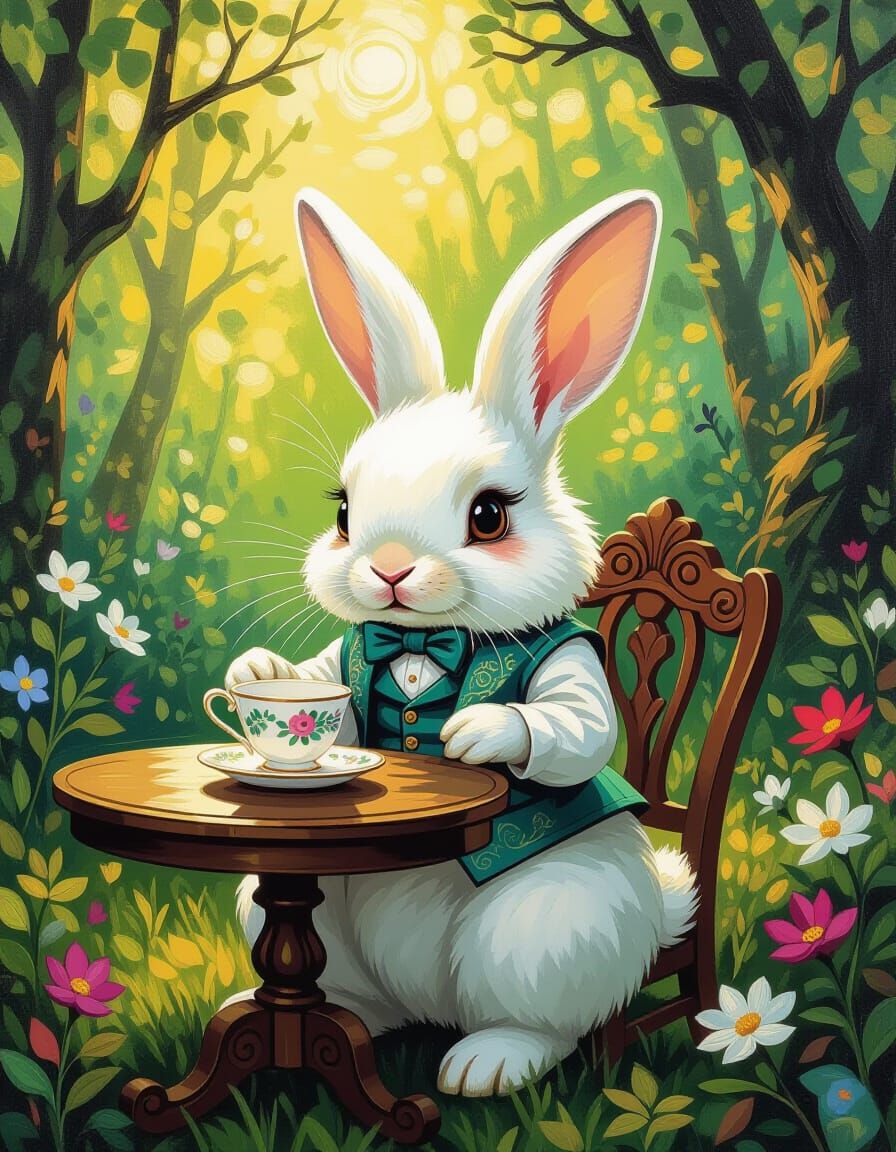 A fluffy white rabbit  by @Chillidip