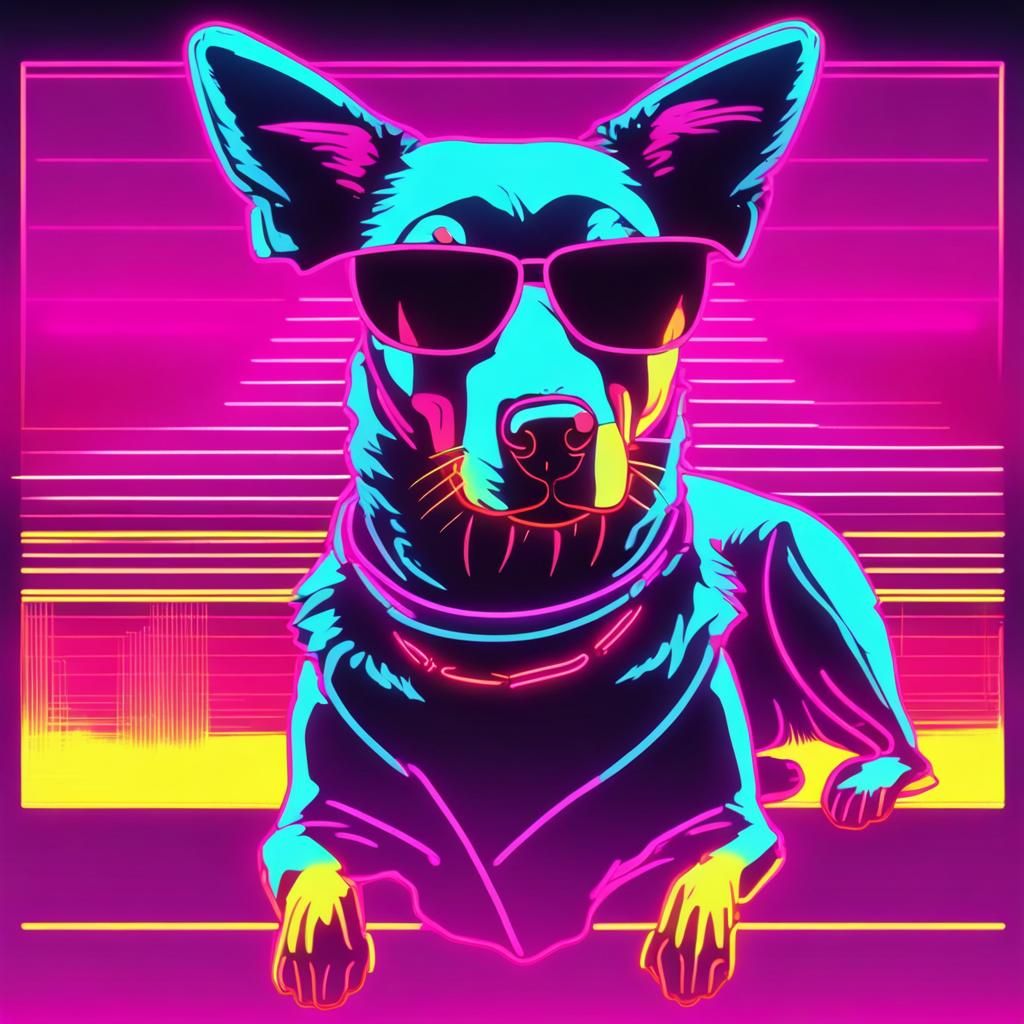 cool neon dog - AI Generated Artwork - NightCafe Creator