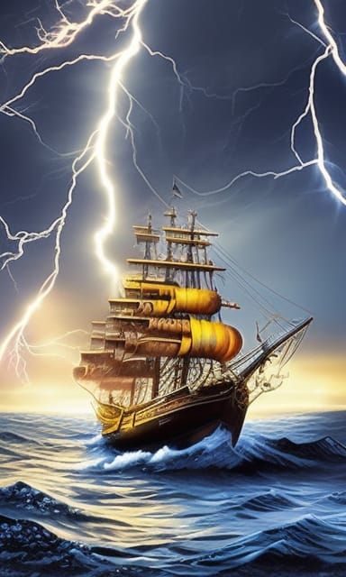 ship on a mystical sea