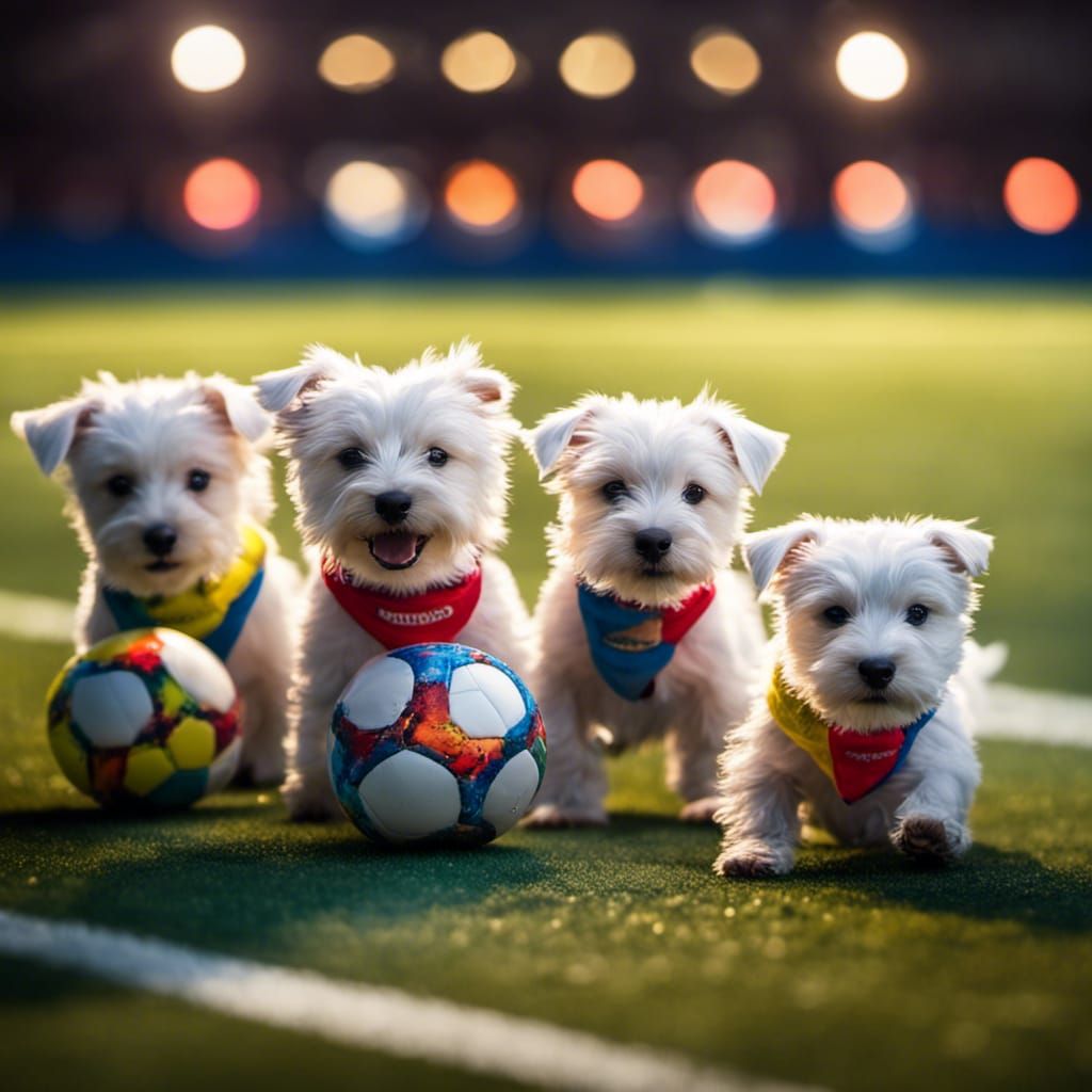 Westie Puppies Soccer Time