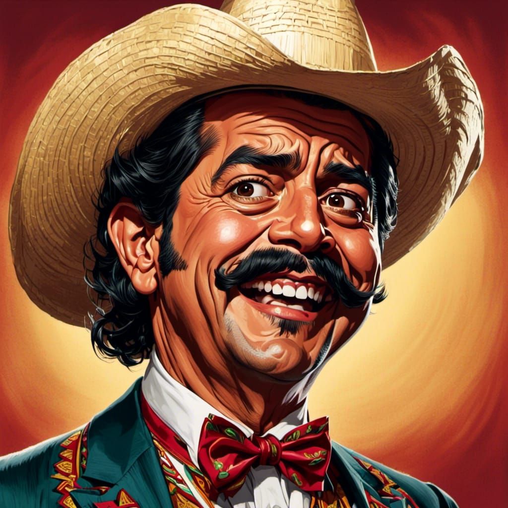 <lora:Maka Kane:1.0>exaggerated caricature portrait of a Mexican Man