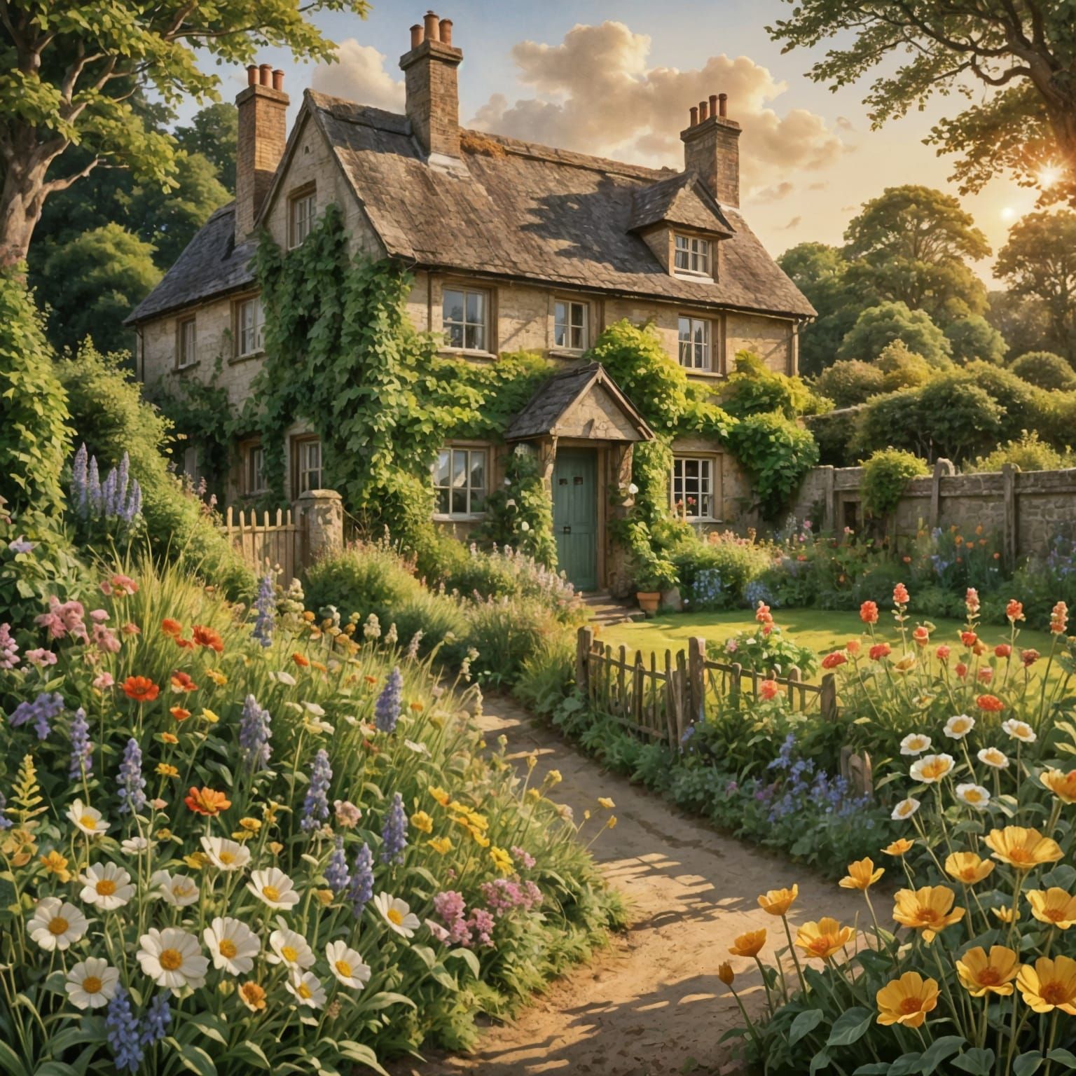 English cottage watercolour   by @Mike Ritchie