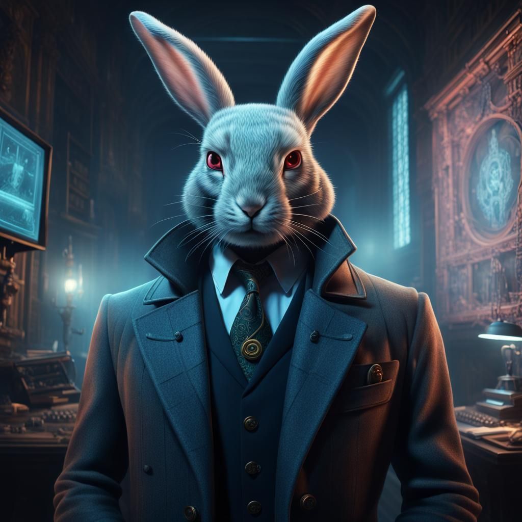 anthropomorphic male rabbit cyber detective he is an occult detective ...