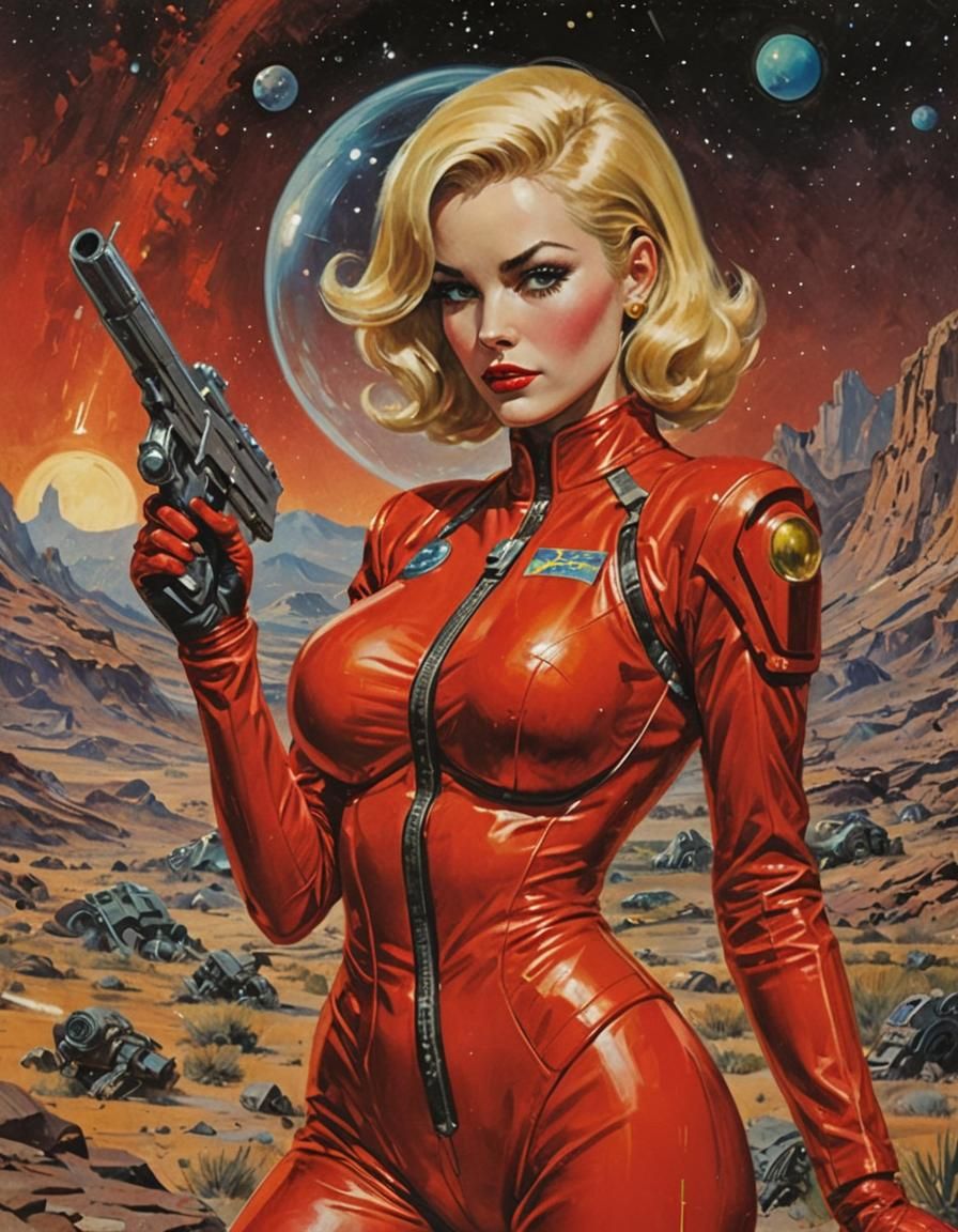 vintage sci-fi blonde pinup girl