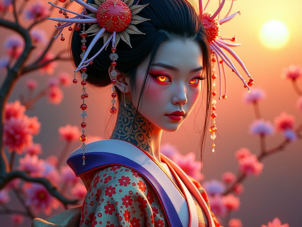 "A captivating full body, surreal full-body portrait of a Ja...