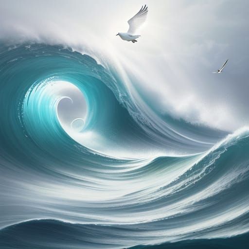 Surrealist Concept Art: Dove Offered to Abstract Void