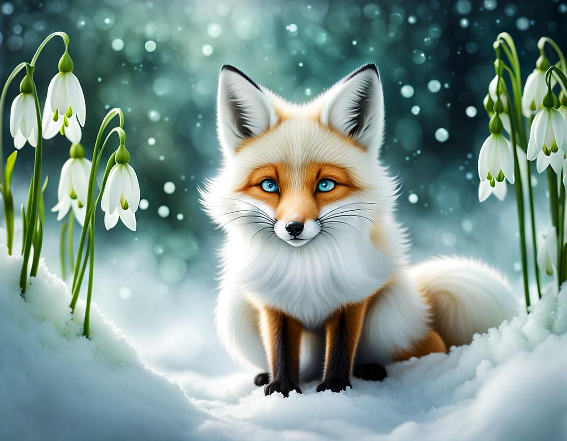 baby fox in the snow