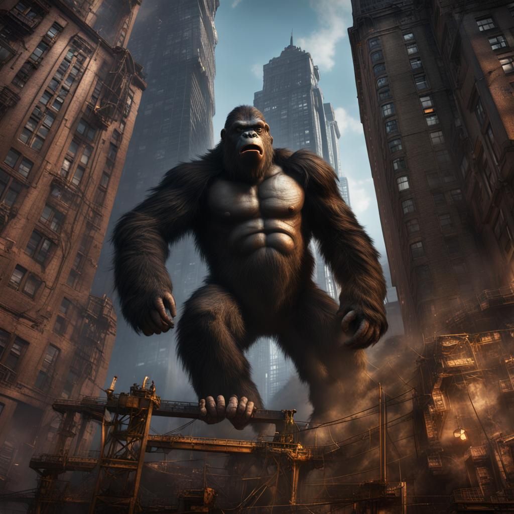 King Kong climb 20 story nyc project building AI Generated Artwork