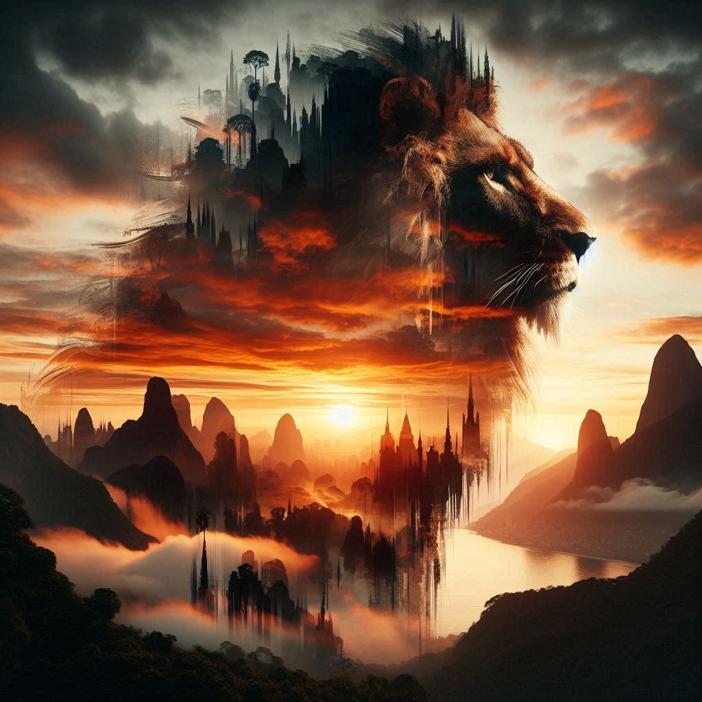double exposure beautiful fantasy portrait landscape..