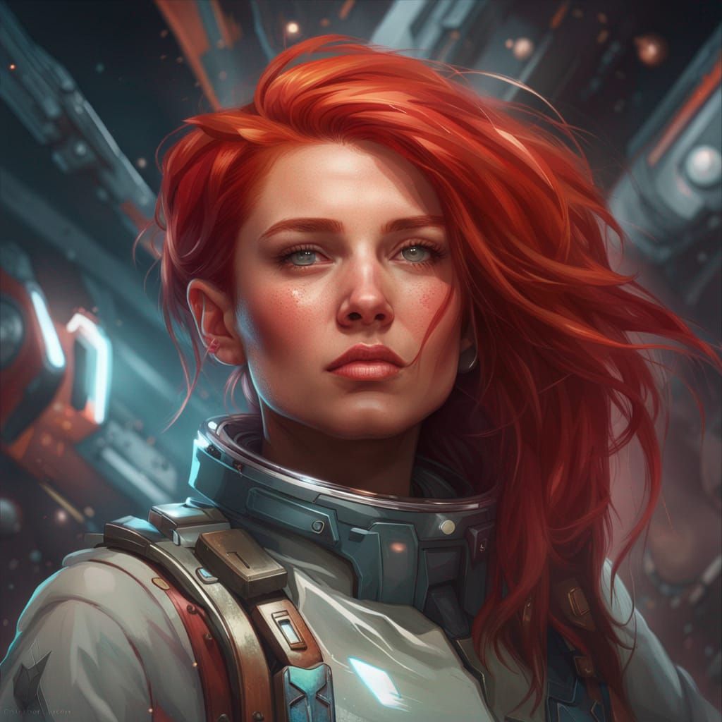 red haired space cadet - AI Generated Artwork - NightCafe Creator