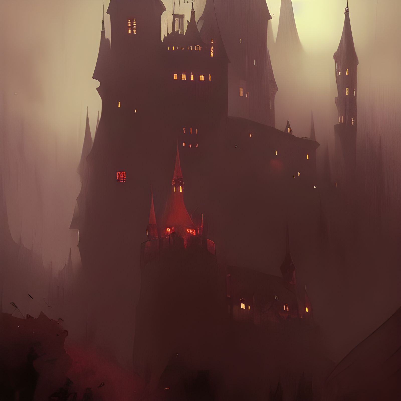 Dracula castle night sinister by Greg Rutkowski