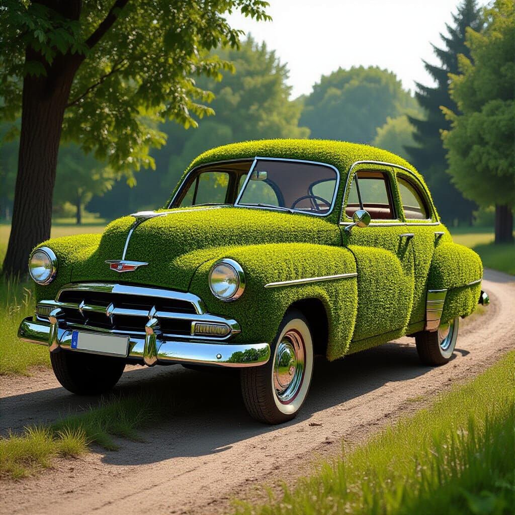 Vintage Car Transforming Into Nature's Embrace