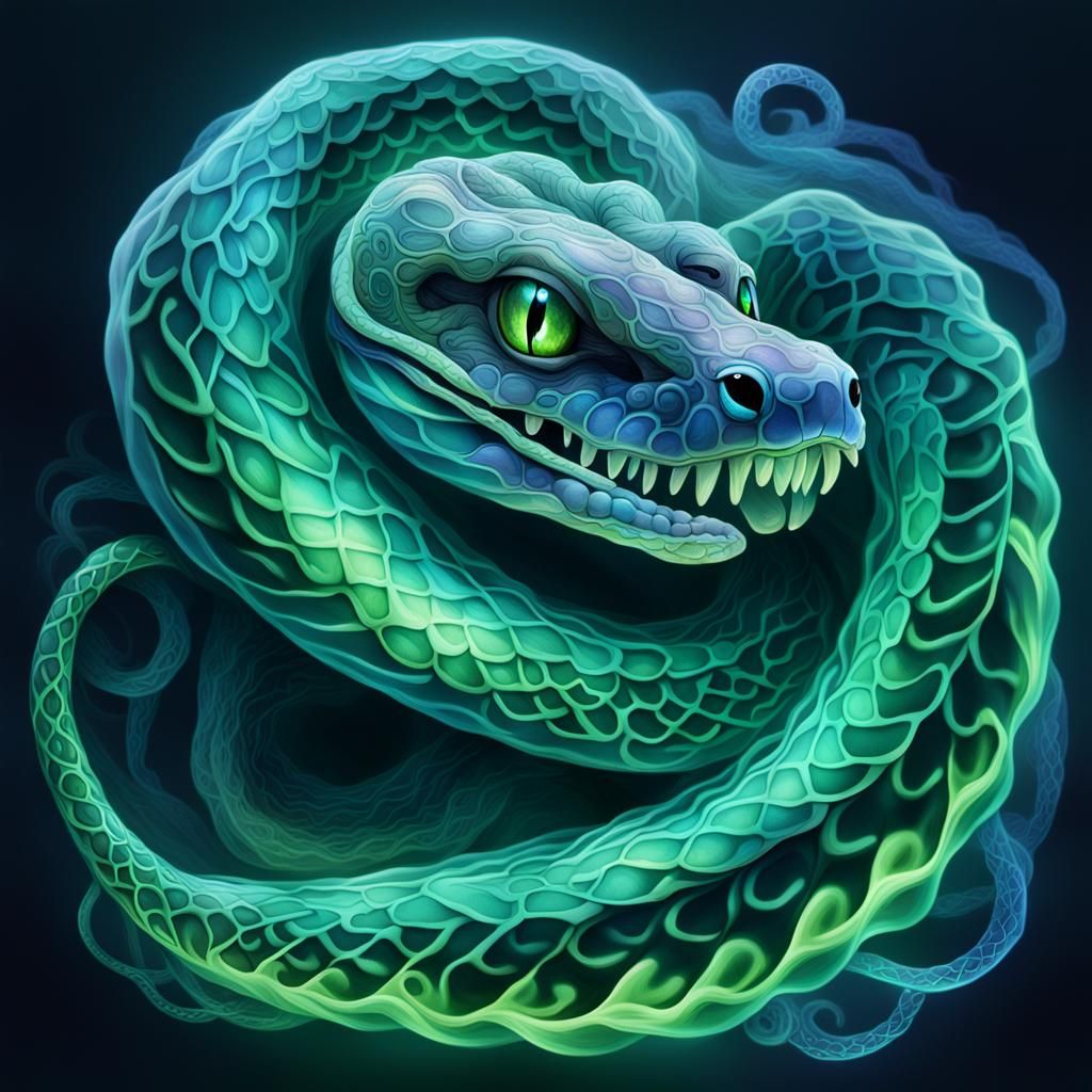 Chemiluminescent neon Ephemeral iridescent Smoke Snake X-ray...