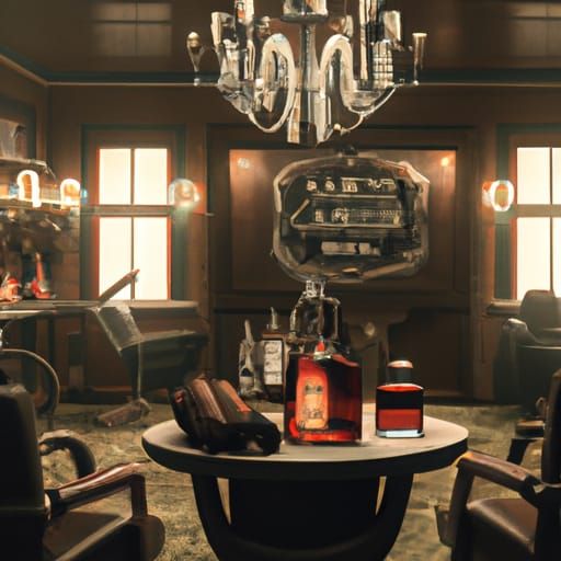 Mens club room with adult things all around