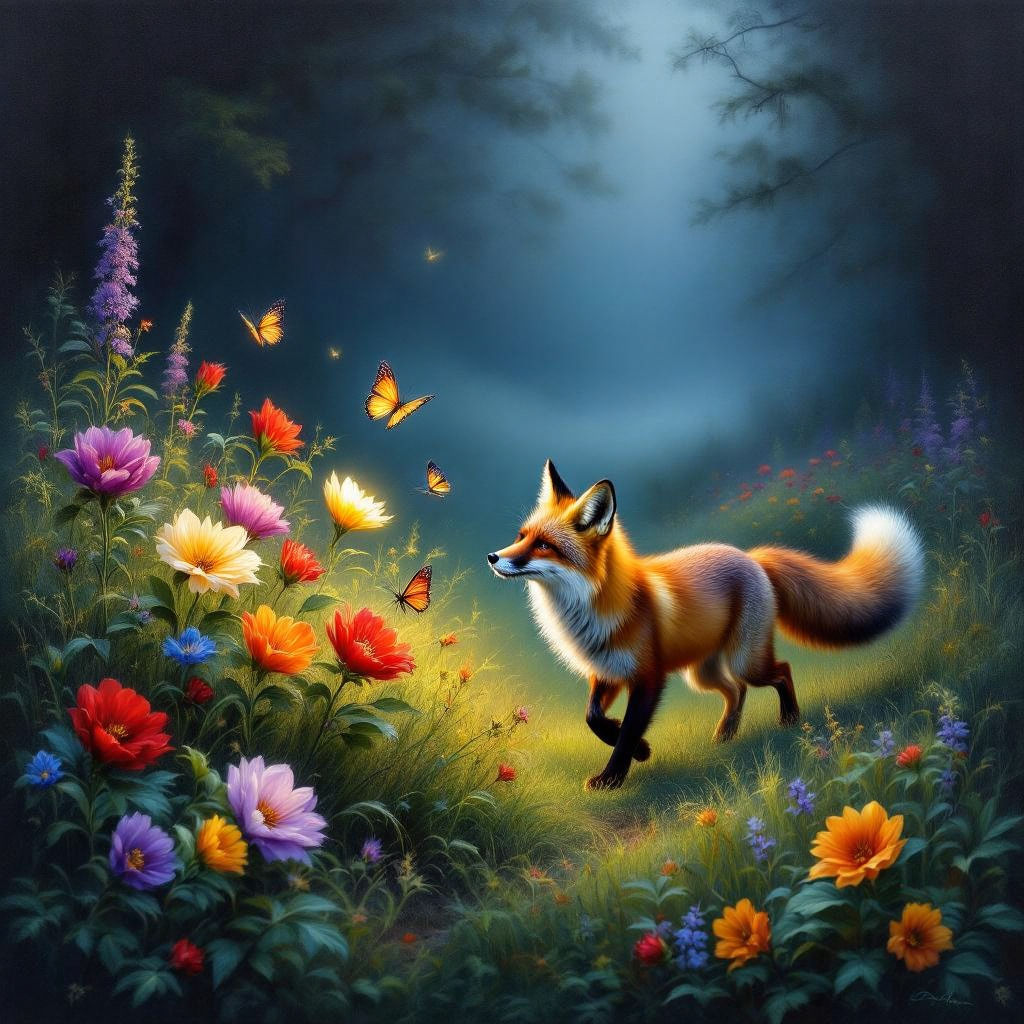 A fox is chasing butterflies #2