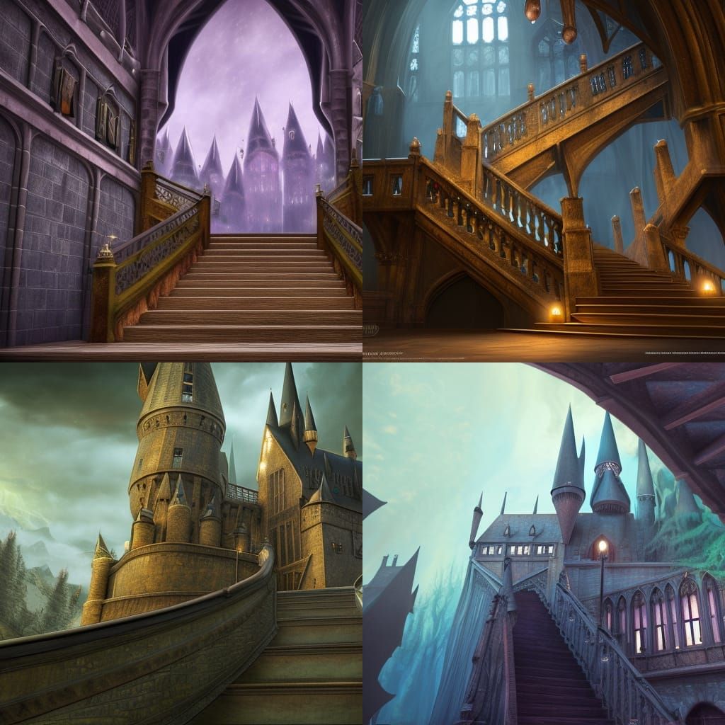 staircase at Hogwarts school for witches and wizards magical...