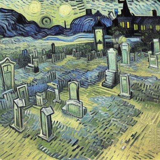 Vincent van Gogh print of haunted cemetery