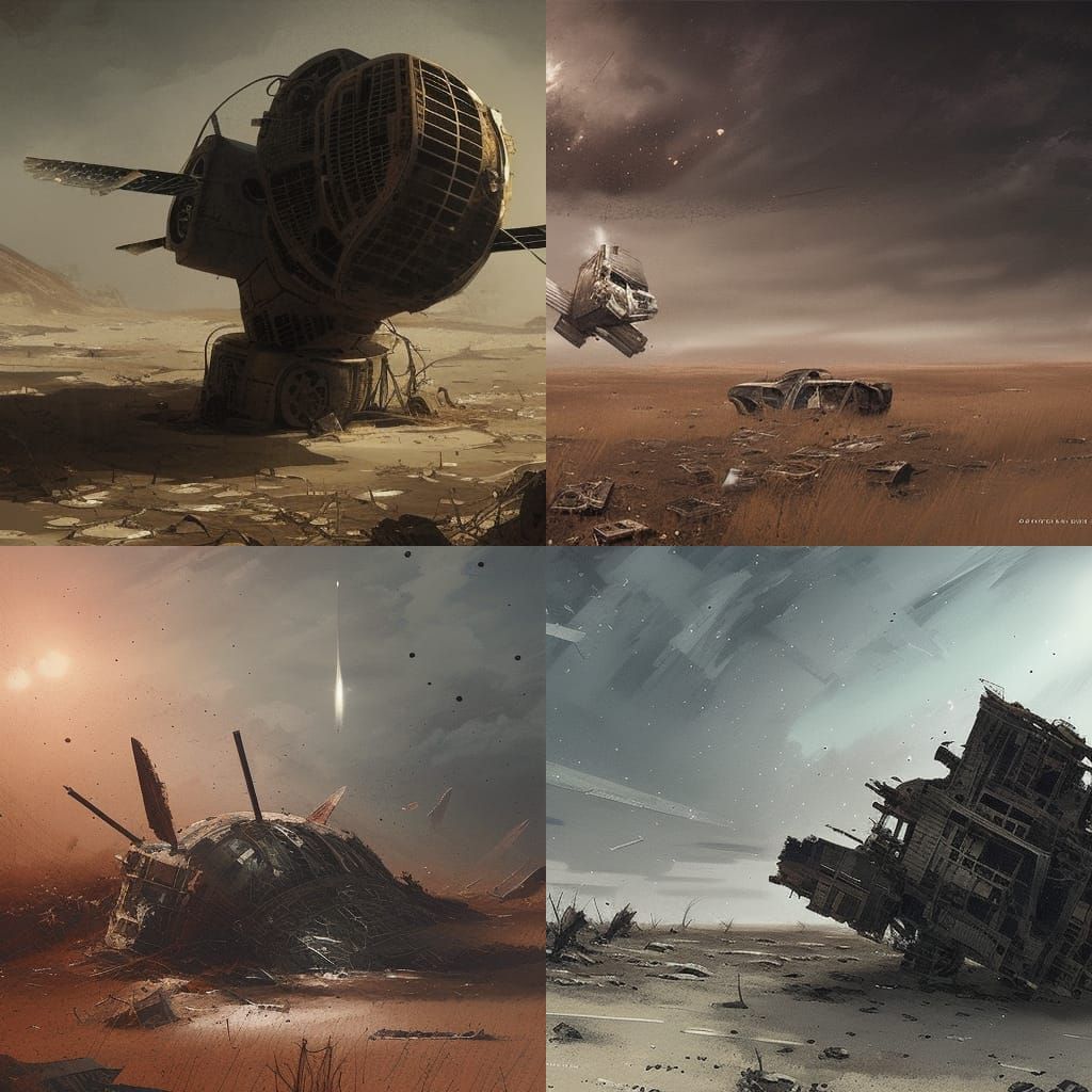 Crashed Spaceships - AI Generated Artwork - NightCafe Creator