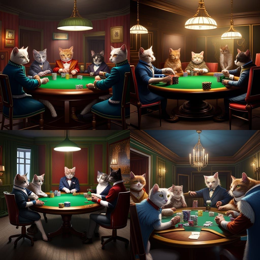 Cats playing poker