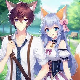 Elias and Kemi (kemi's real hair color is navey blue)