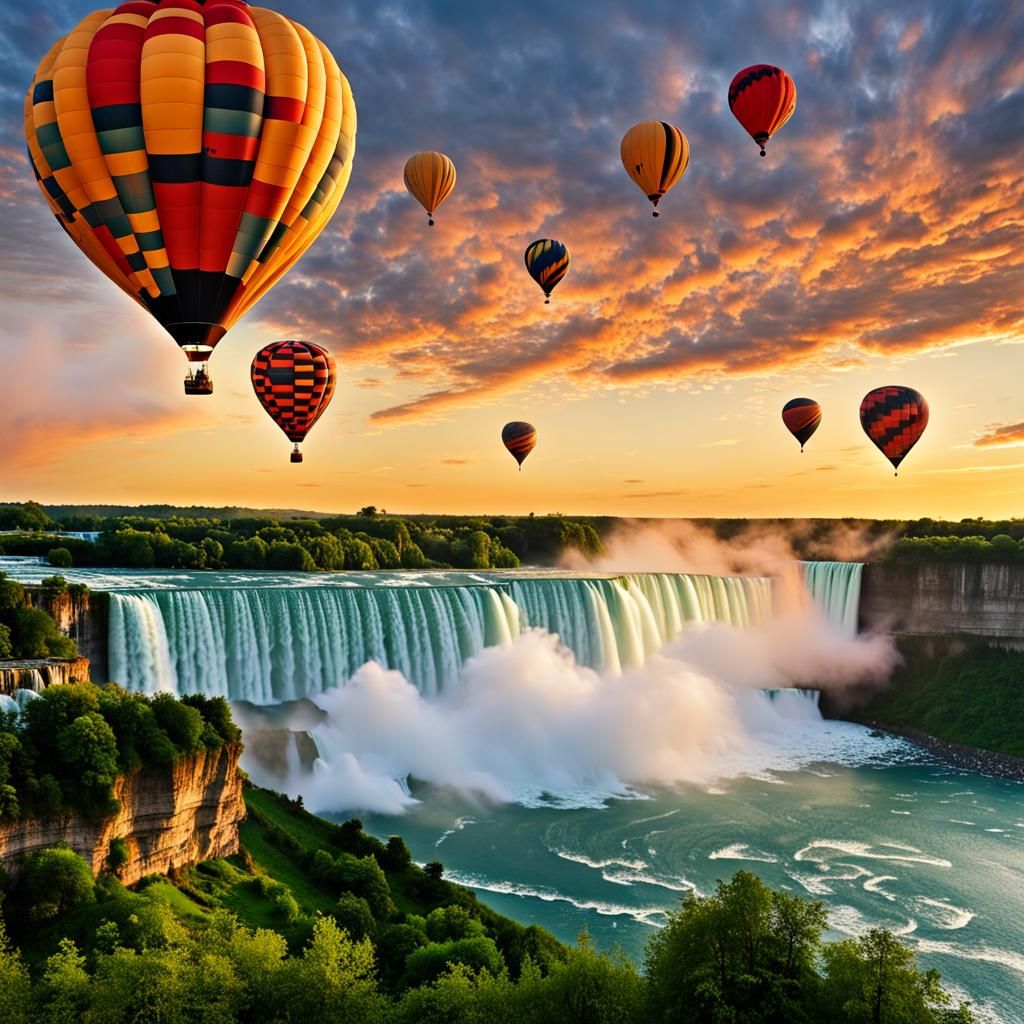 Hot Air Balloons Over Niagara Falls AI Generated Artwork NightCafe Creator