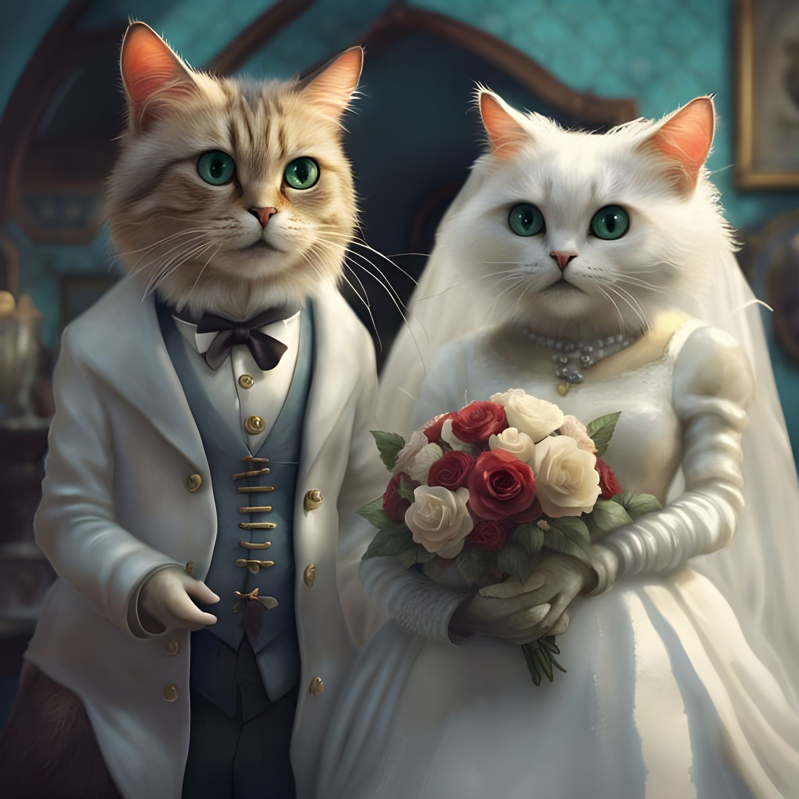 Cats Wedding - AI Generated Artwork - NightCafe Creator