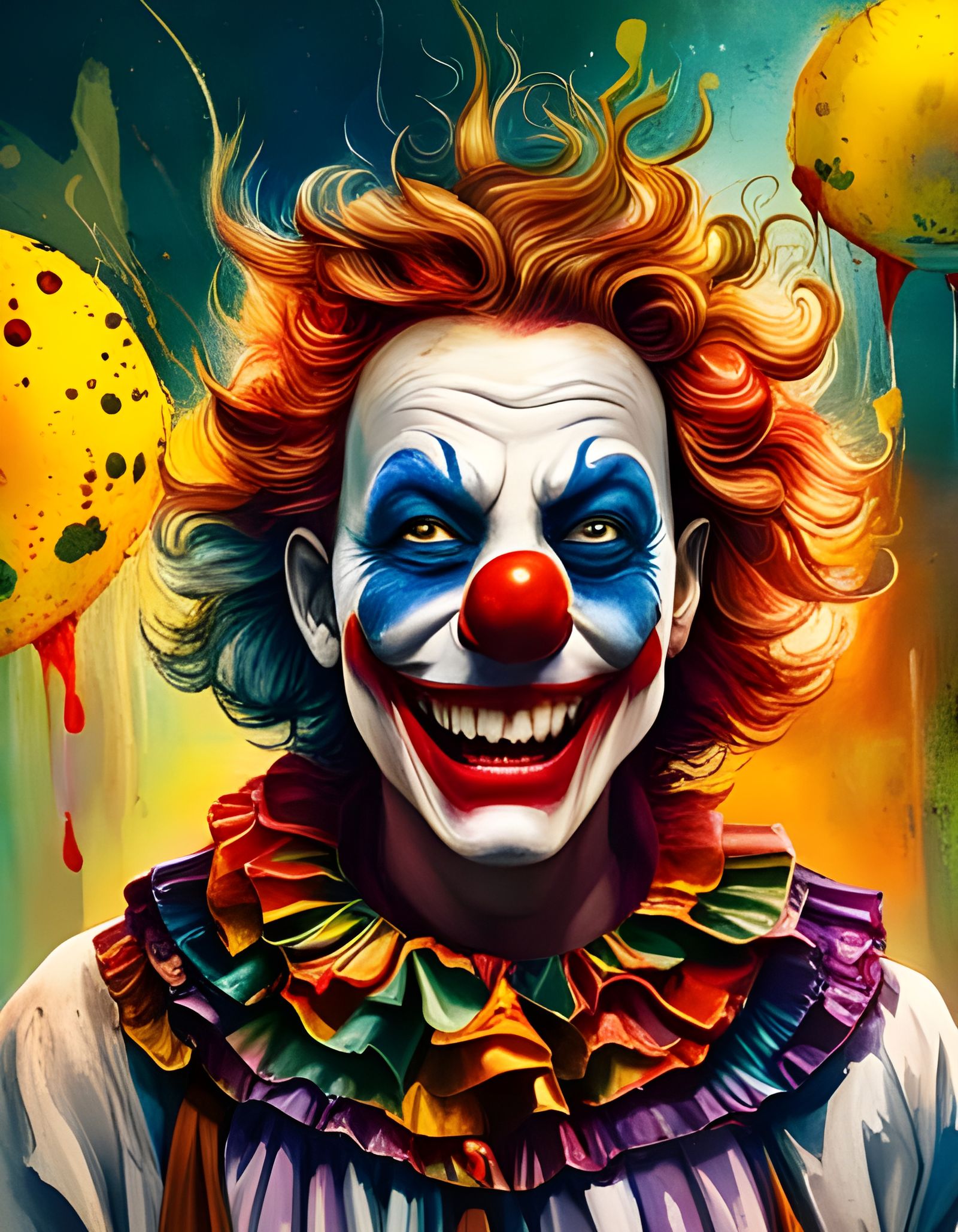 Absolutely stunning intricately detailed and focused evil scary clown ...