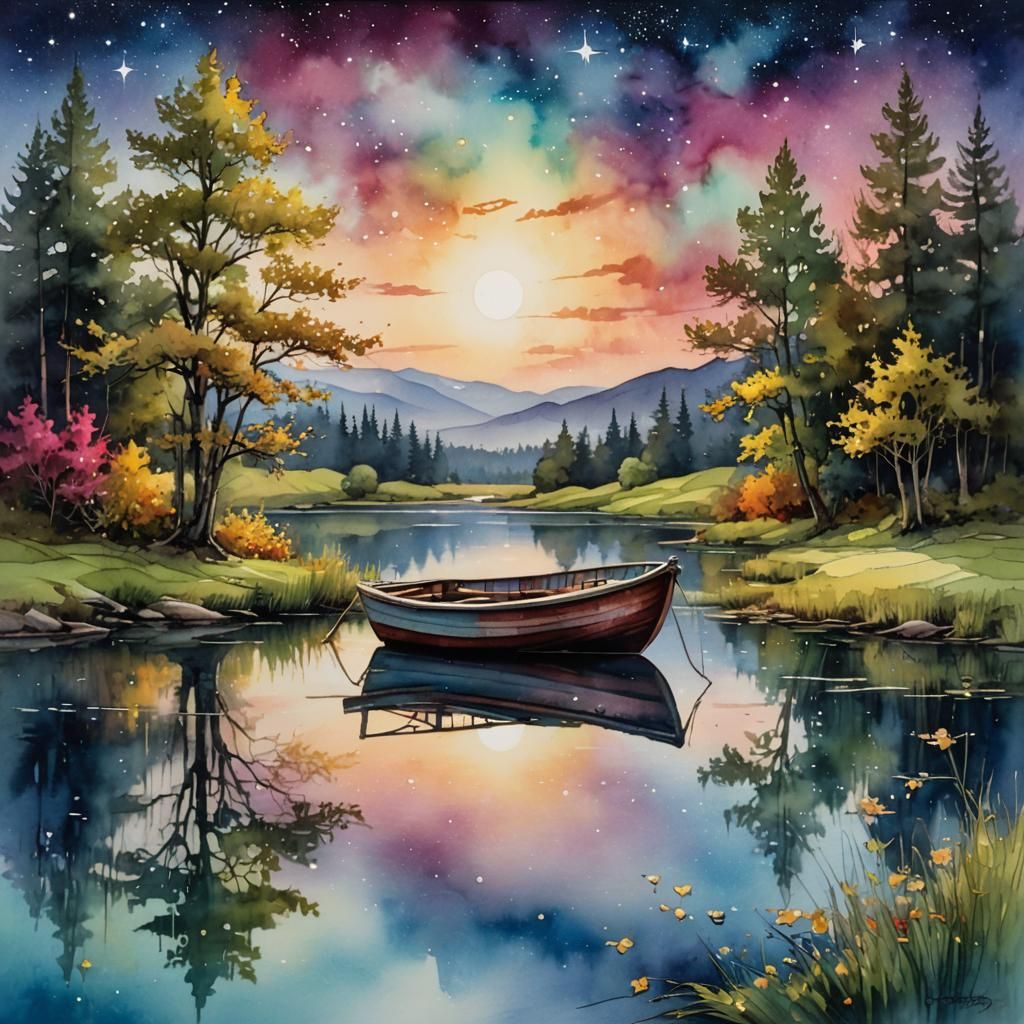 Boat on still water  by @atpollard