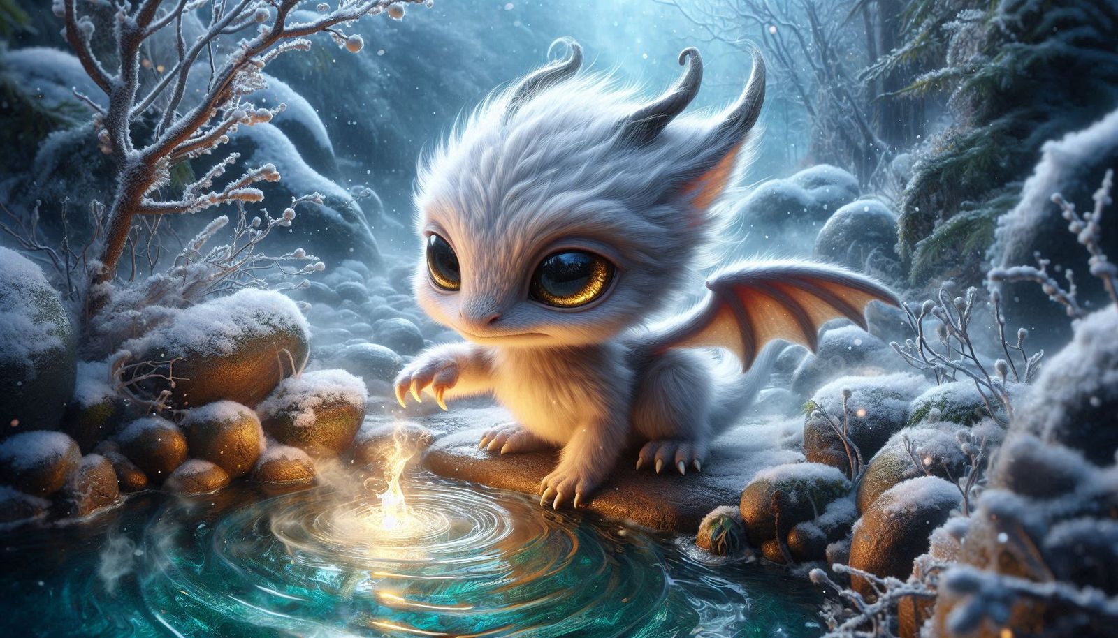 Baby Dragon and the magic pool