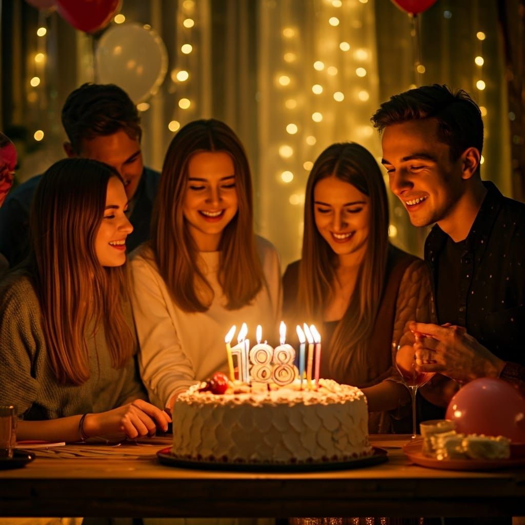 Joyful 18th Birthday Celebration in Photorealistic Style