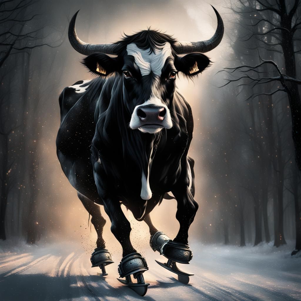 figure skating cow - AI Generated Artwork - NightCafe Creator