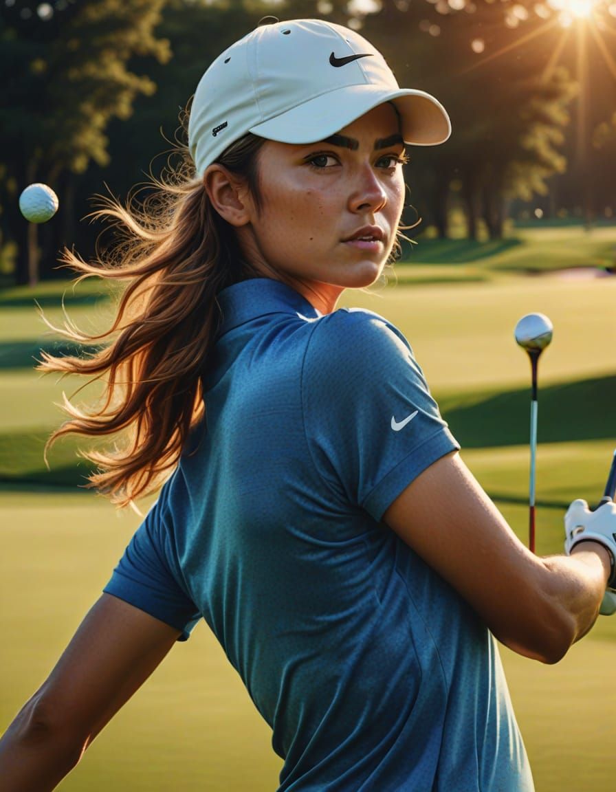 Dynamic Golf Swing in Vibrant Digital Art