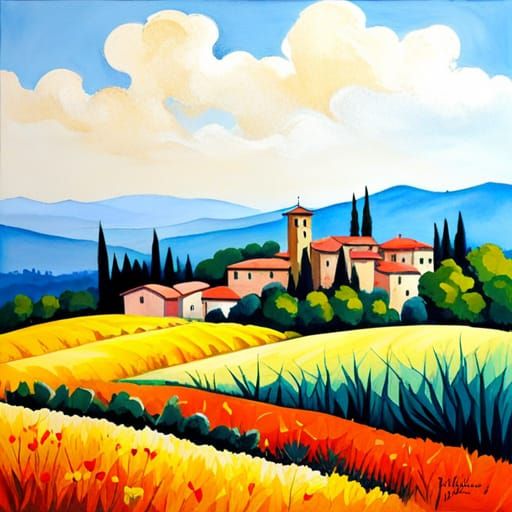 Tuscan Village AI Generated Artwork NightCafe Creator