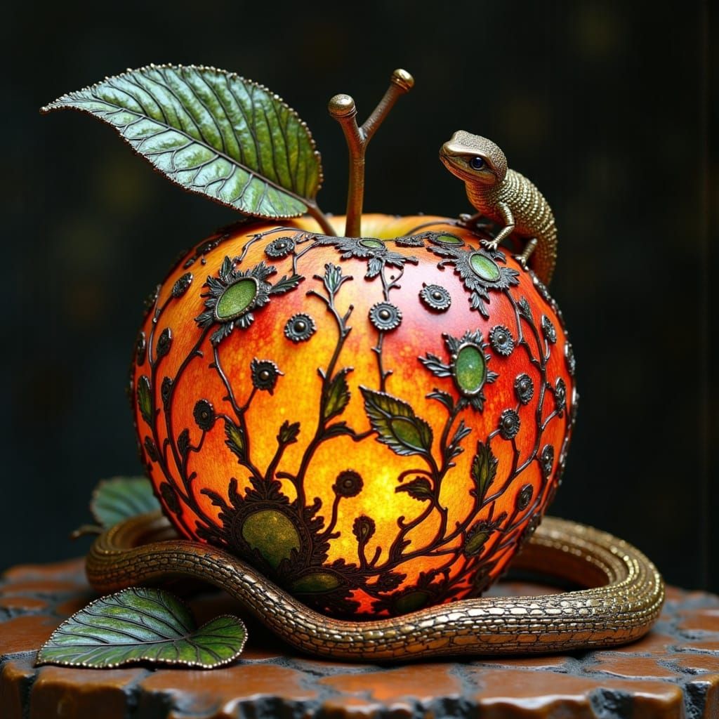  <lora:Tiffany and Co:1.0> 
apple from the garden of eden with a snake

