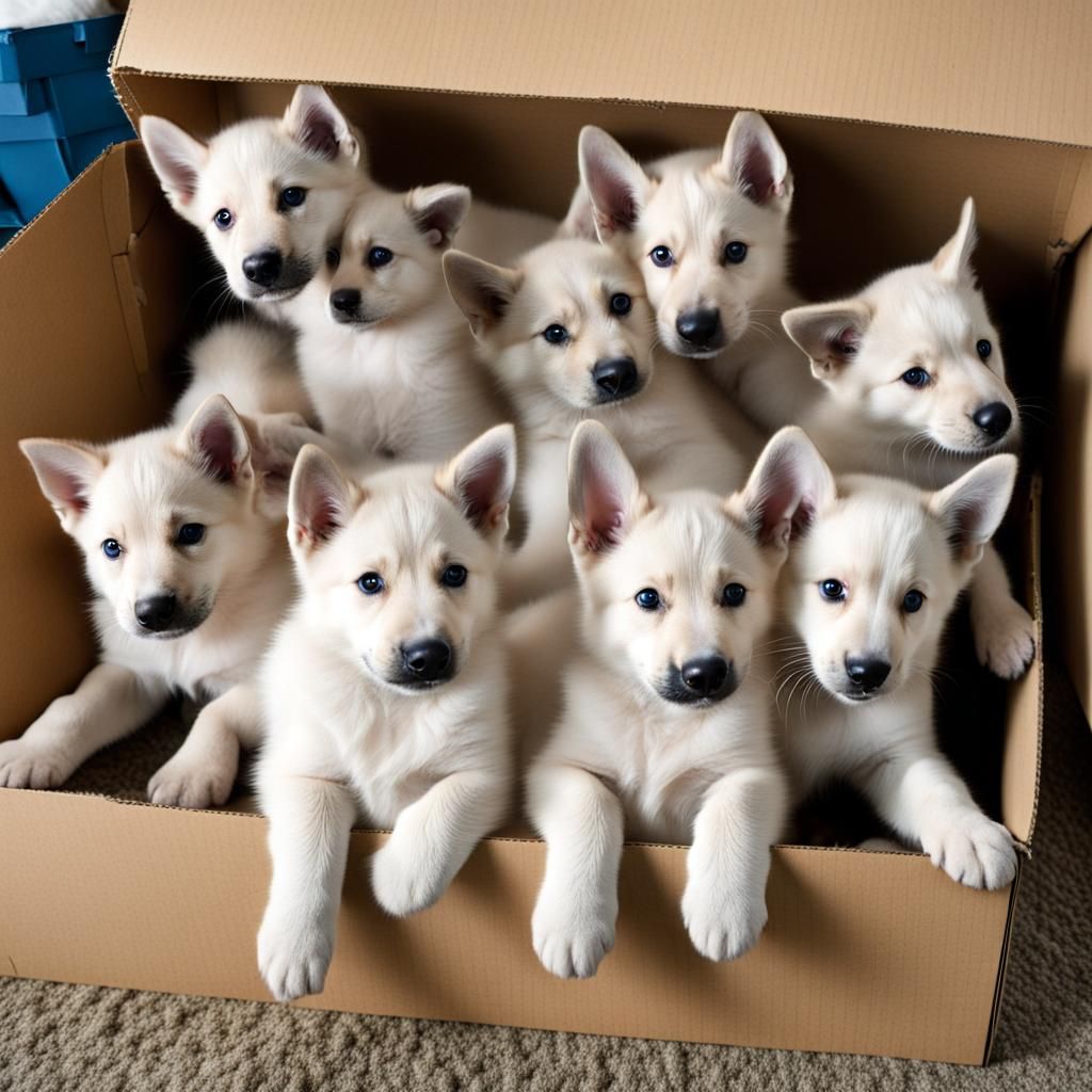 Box full of white gsd