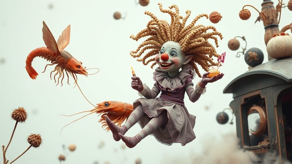 ULKNUDEL LOCOMOTION FLOATING WITH FLYING SHRIMP