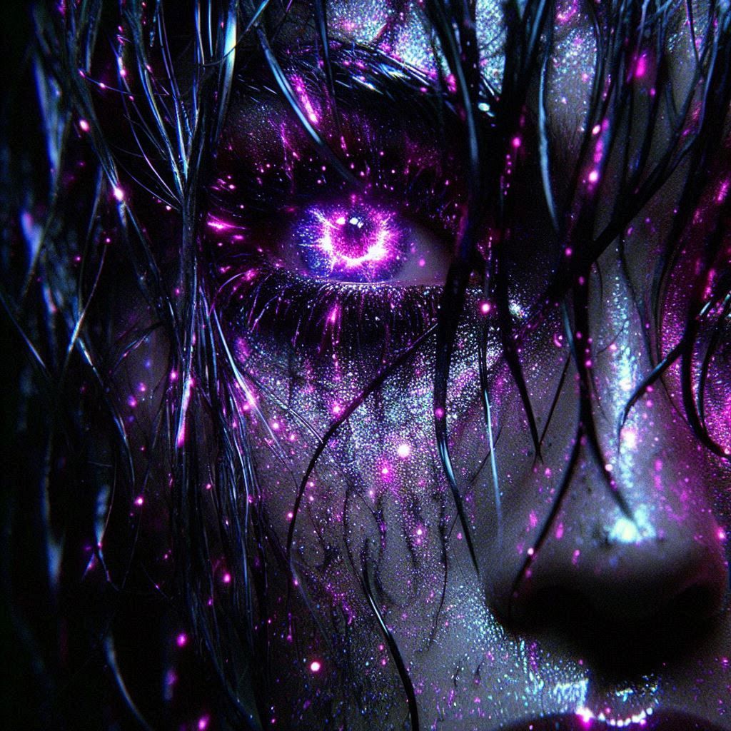 Glowing neon close up portrait