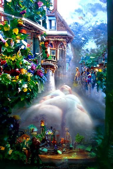 showering ethereal fantasy hyperdetailed mist Thomas Kinkade