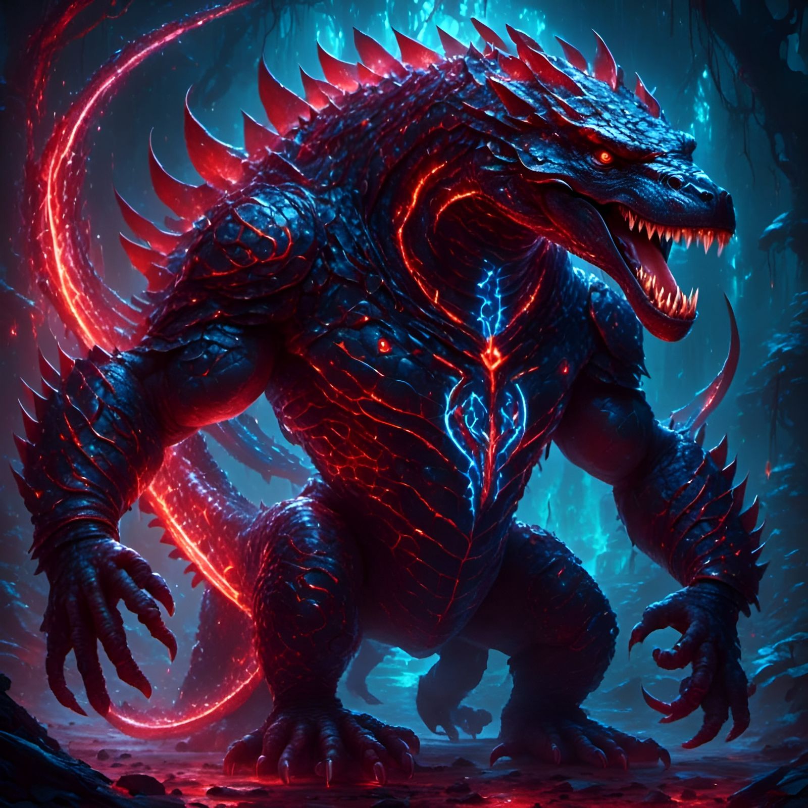 A creature that is a mix of a crocodile, a gorilla, and a platypus