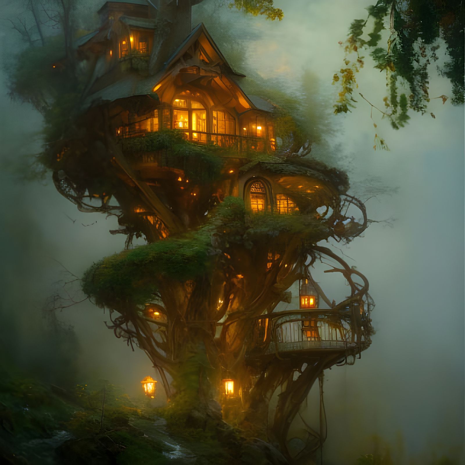 Cozy Foggy Treehouse  by @ShadyMcCheeks