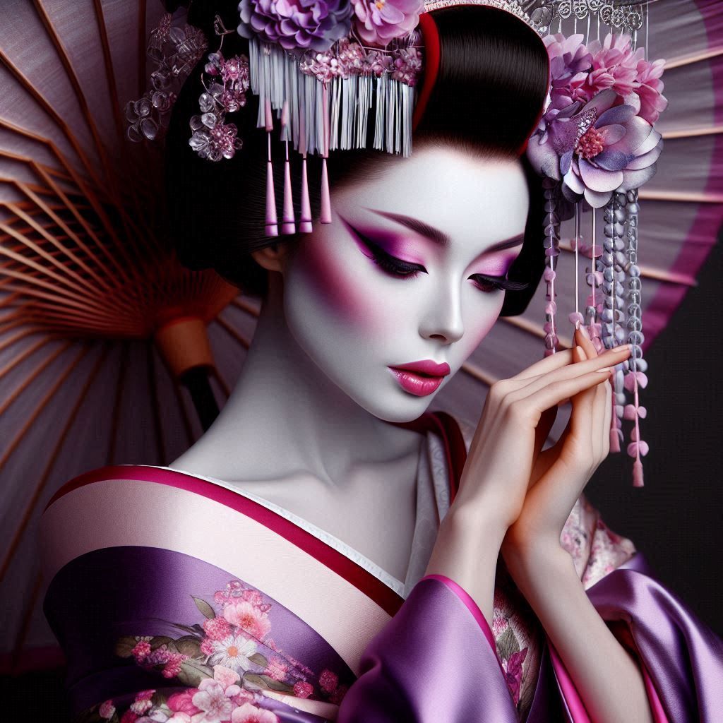 Pink Purple White Geisha