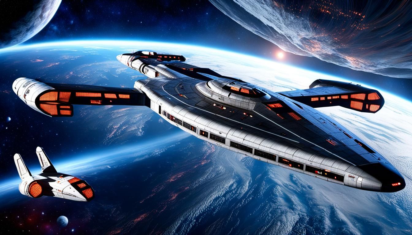 star trek V'GER traveling through space , photorealistic